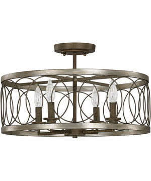 Madeline 4-Light Semi-Flush Brushed Silver and Bronze