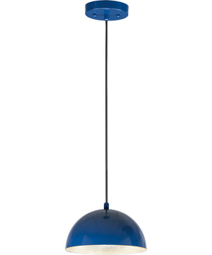 9"W Hemisphere LED 1-Light Pendant Gloss Navy / Aluminum