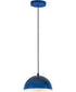 9"W Hemisphere LED 1-Light Pendant Gloss Navy / Aluminum