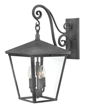 22"H Trellis 4-Light LED Large Outdoor Wall Light in Aged Zinc