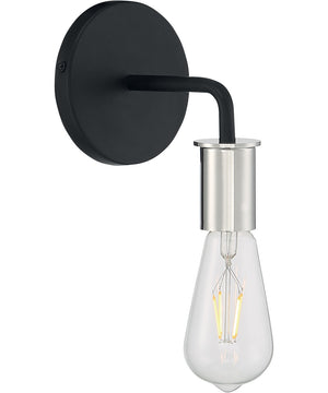 5"W Ryder 1-Light Vanity & Wall Black / Polished Nickel