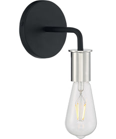 5"W Ryder 1-Light Vanity & Wall Black / Polished Nickel