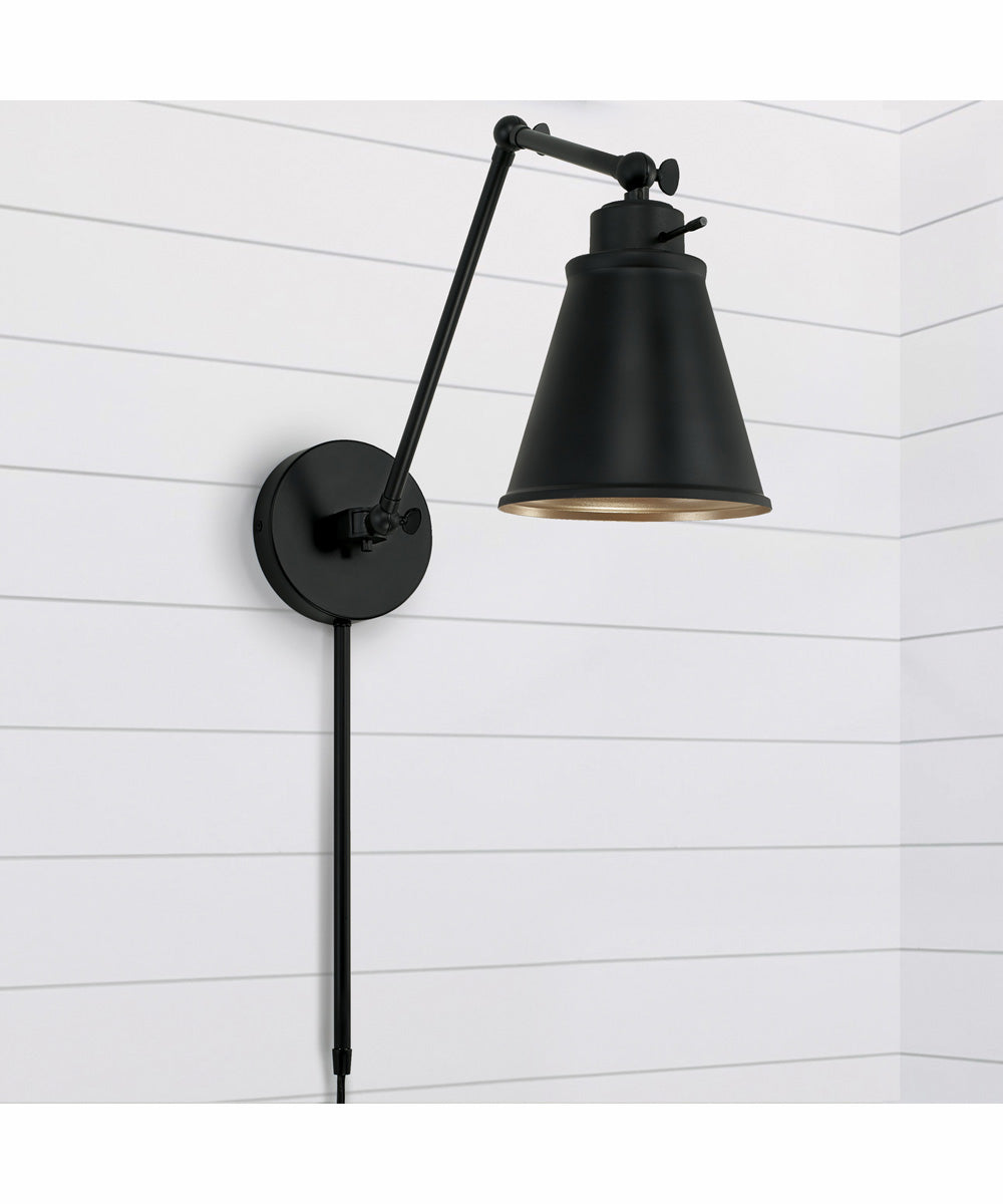Shay 1-Light Plug In Sconce Matte Black, 6"W