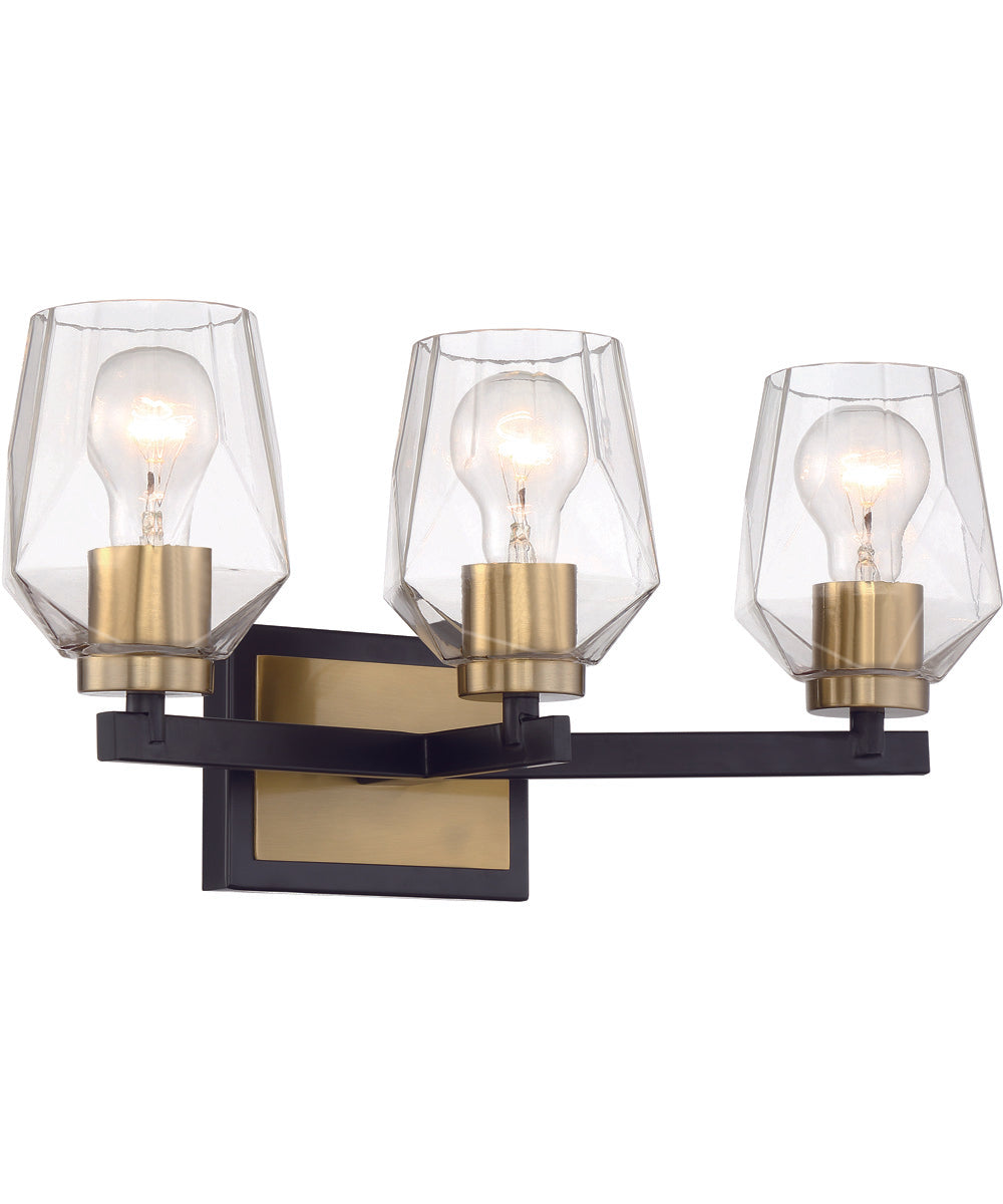 Avante Grand 3-Light Vanity Flat Black/Satin Brass