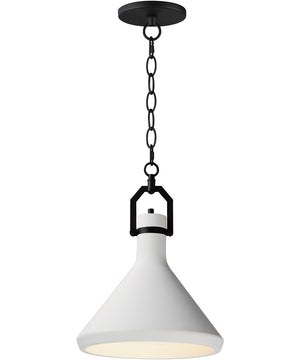 Lumi 13 inch White Plaster Pendant Black