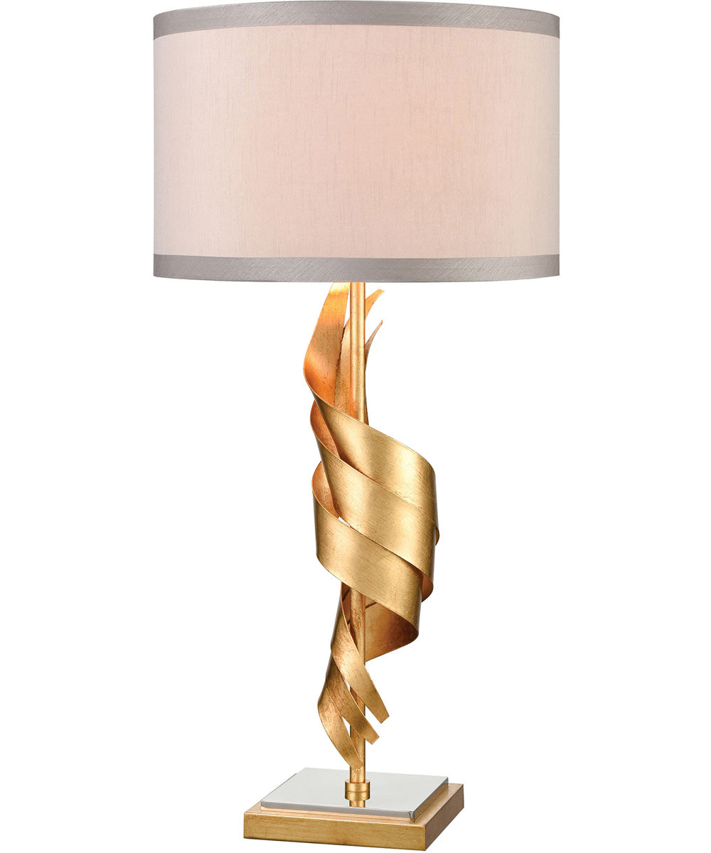Shake It Off Table Lamp Gold Leaf/Polished Nickel/a-Light Taupe Faux Silk Shade