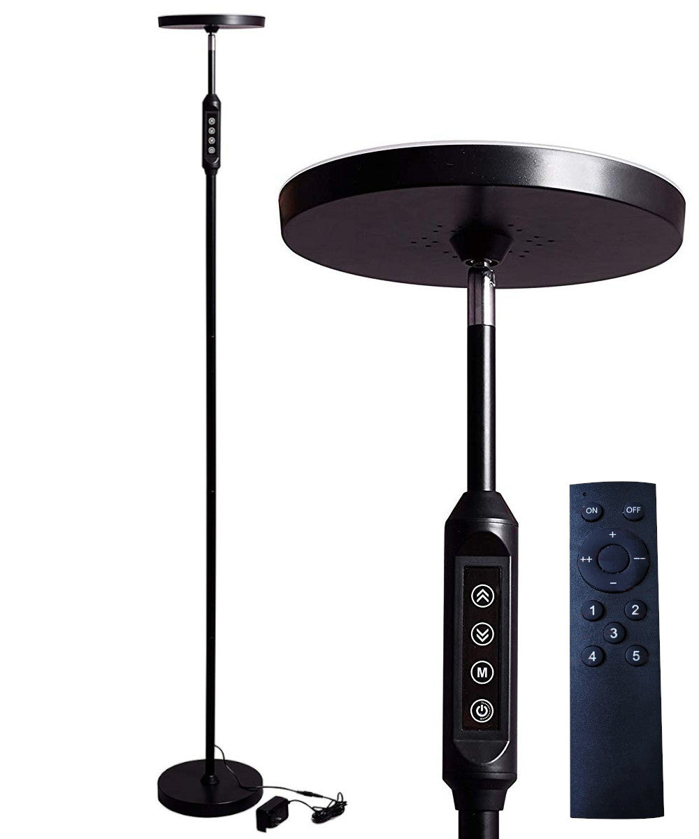 63"H LED Torchiere Floor Lamp (5 Color Settings) 2100 Lumens Dimmable Black Metal with Remote