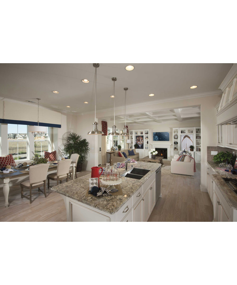 Brookside 1-Light Spun Metal Shade Coastal Pendant Light Brushed Nickel