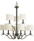 Inspire 9-Light Off-White Linen Shade Traditional Chandelier Light Antique Bronze