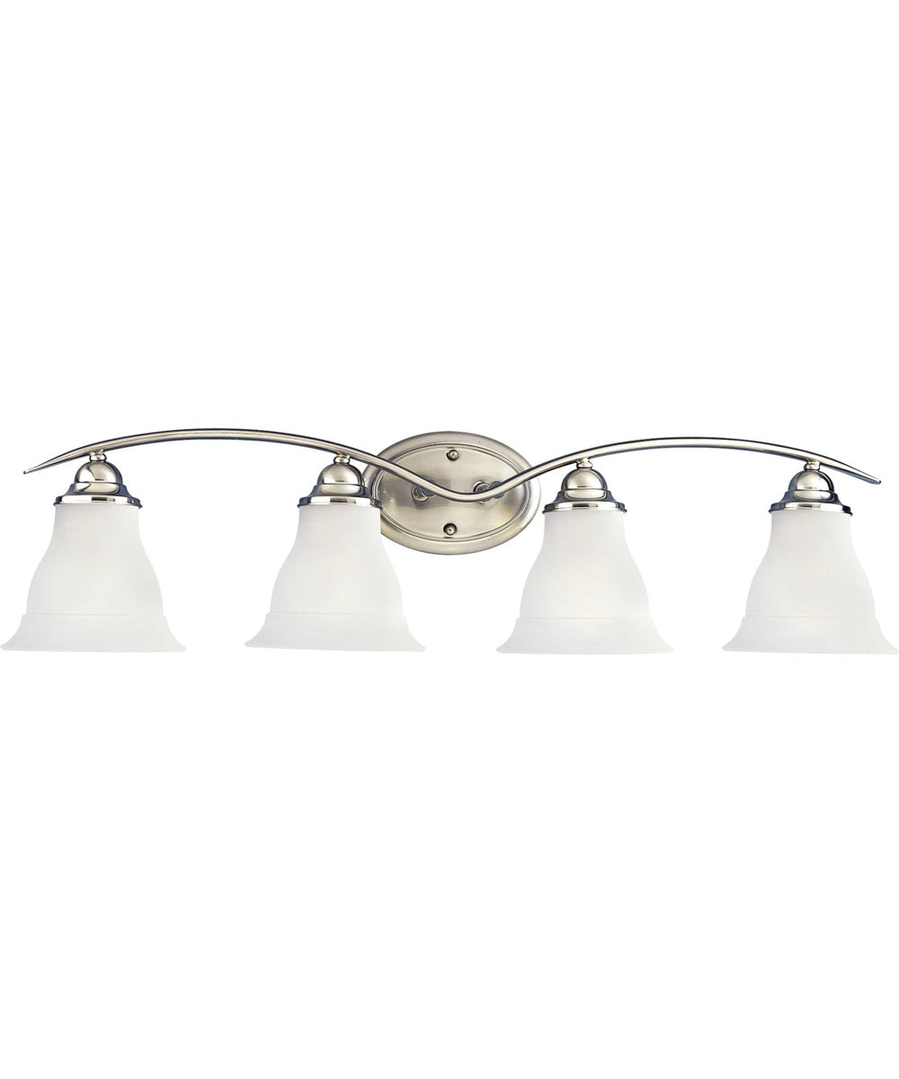 Trinity 4-Light Etched Glass Traditional Bath Vanity Light Brushed Nickel