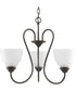 Heart 3-Light Etched Glass Farmhouse Chandelier Light Antique Bronze