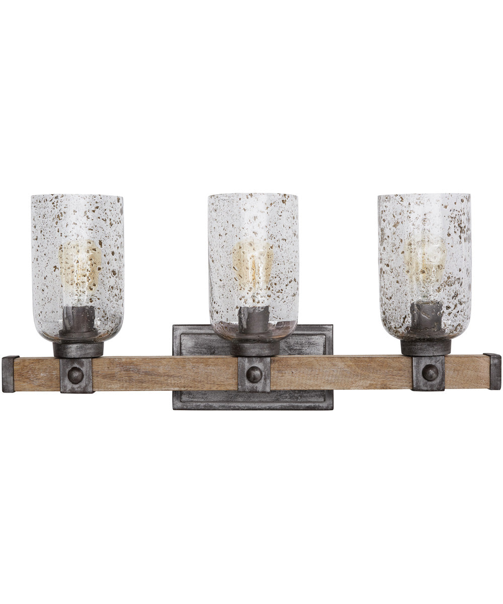 Nolan 3-Light Vanity In Urban Wash With Stone Seeded Glass