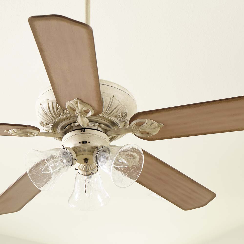 52"W Chateaux Uni-Pack 3-Light Ceiling Fan Persian White/Clear/Seeded