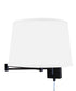 Dimmable Swing Arm Wall Light Bronze Brown Finish with White Linen Lampshade - For Bedside, Living Room, Reading Chair