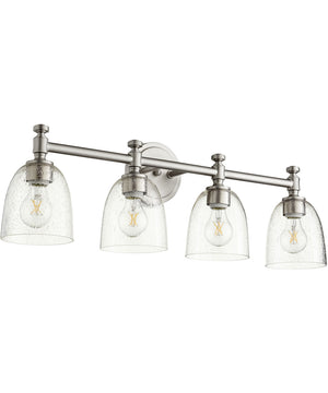 30"W Rossington 4-light Bath Vanity Light Satin Nickel w/ Clear/Seeded