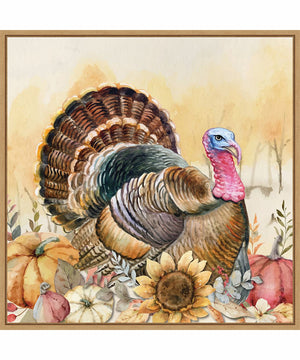 Framed Harvest Turkey by Art Nd Canvas Wall Art Print (30  W x 30  H), Sylvie Maple Frame