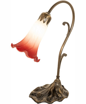 15" High Pink/White Tiffany Pond Lily Accent Lamp