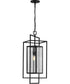 Navarre 1-Light Seeded Glass Indoor/Outdoor Hanging Pendant Light Matte Black