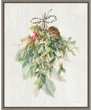 Framed Floursack Holiday XII Plaid by Danhui Nai Canvas Wall Art Print (23  W x 28  H), Sylvie Greywash Frame