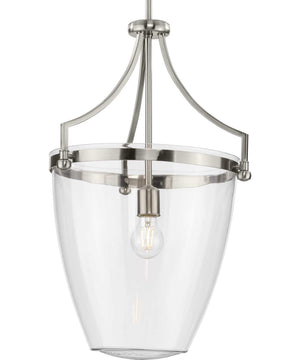 Parkhurst 1-Light New Traditional Clear Glass Pendant Light Brushed Nickel