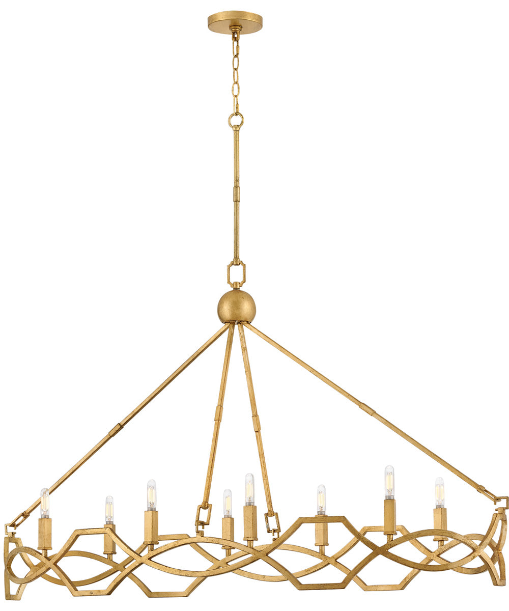 Leona 8-Light Medium Eight Light Linear in Distressed Brass
