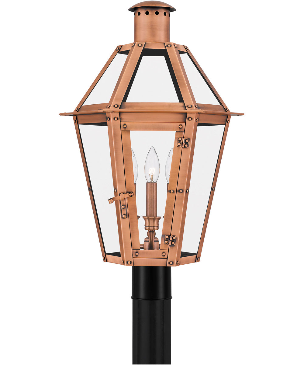 Burdett Large 3-light Outdoor Post Light Aged Copper