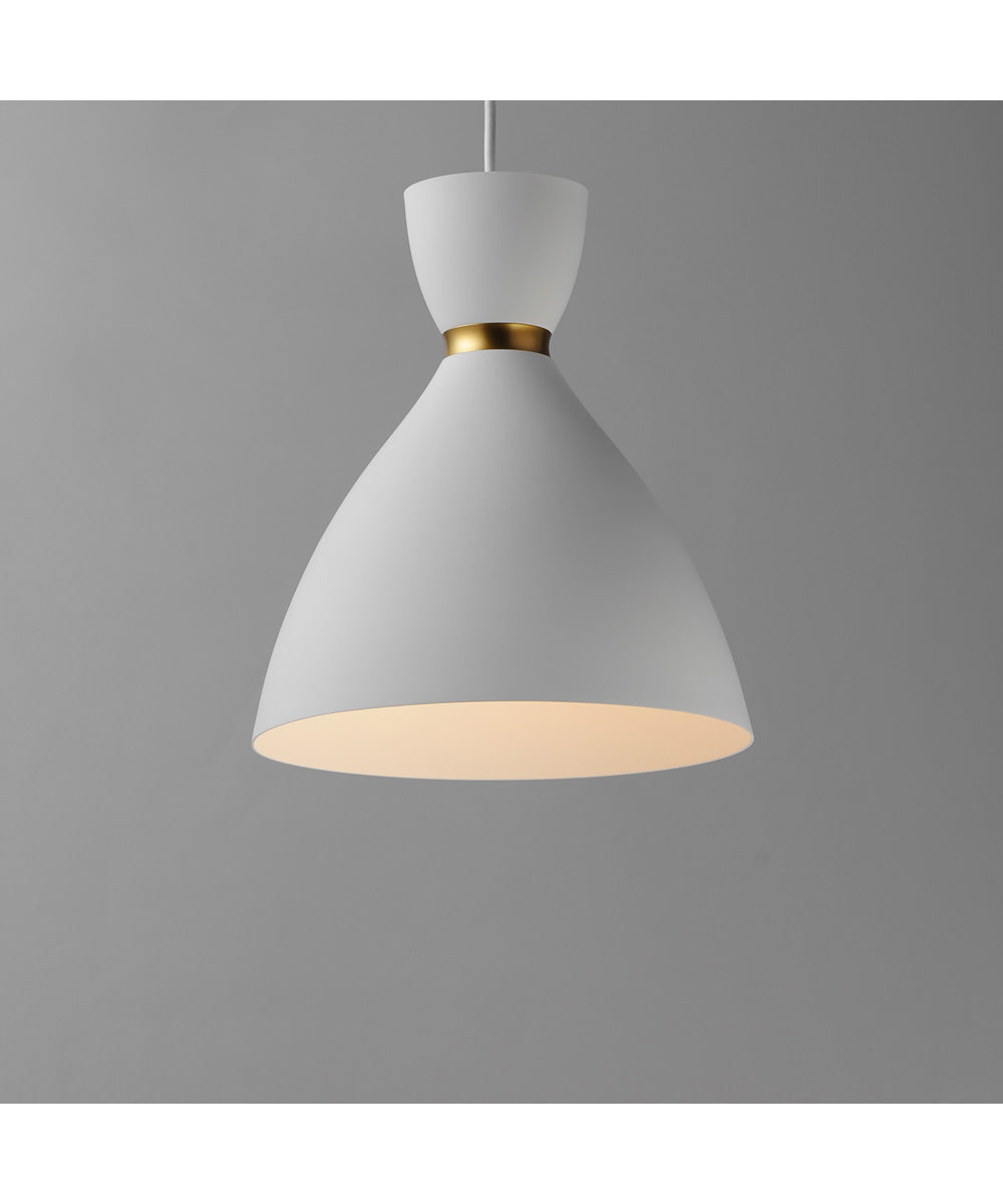 Carillon 11 inch Mini Pendant White/Satin Brass