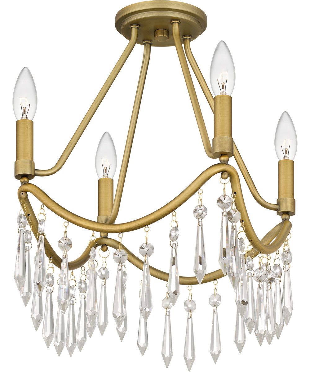 Airedale Small 4-light Semi Flush Mount Aged Brass