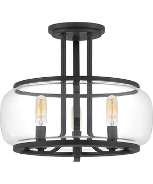 Pruitt Medium 3-light Semi Flush Mount Matte Black