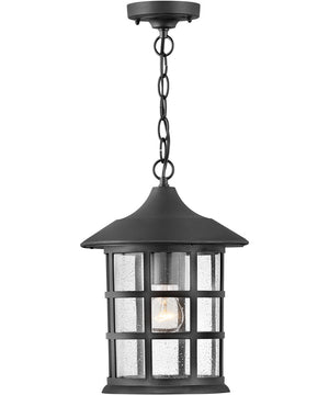 Freeport Coastal Elements 1-Light Large Outdoor Hanging Lantern in Textured Black