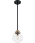 8"W Axis 1-Light Pendant Matte Black / Brass Accents