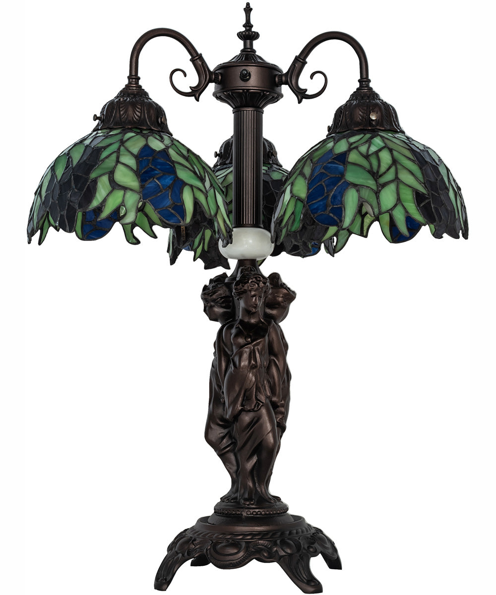 23" High Tiffany Honey Locust 3 Light Table Lamp