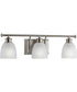 Lucky 3-Light Frosted Prismatic Glass Coastal Bath Vanity Light Brushed Nickel