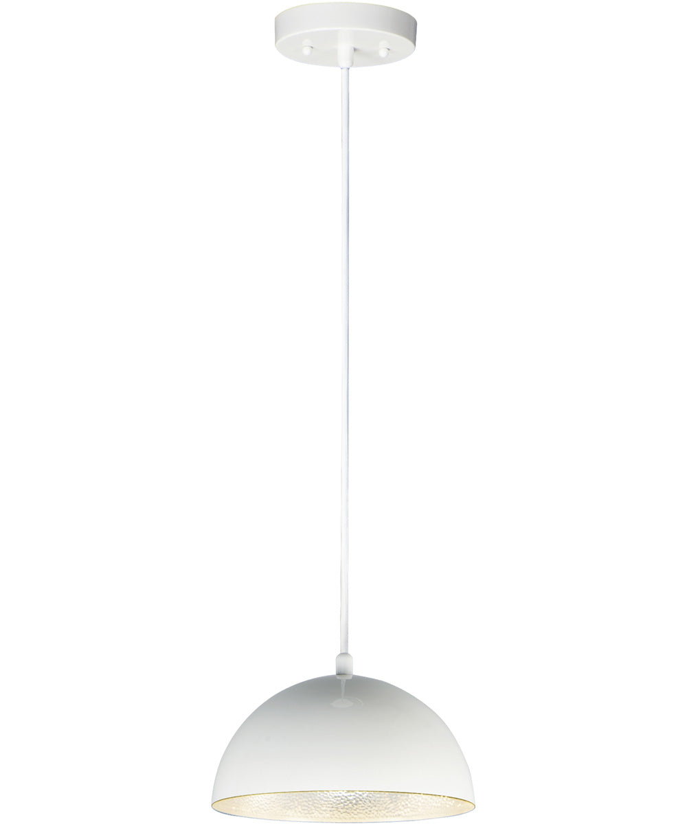 9"W Hemisphere LED 1-Light Pendant Gloss White / Aluminum