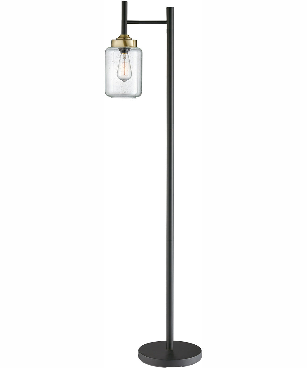 Luken 1-Light 3Pcs Floor & Table Lamp Set Black/Antique Brass/Seeded Glass
