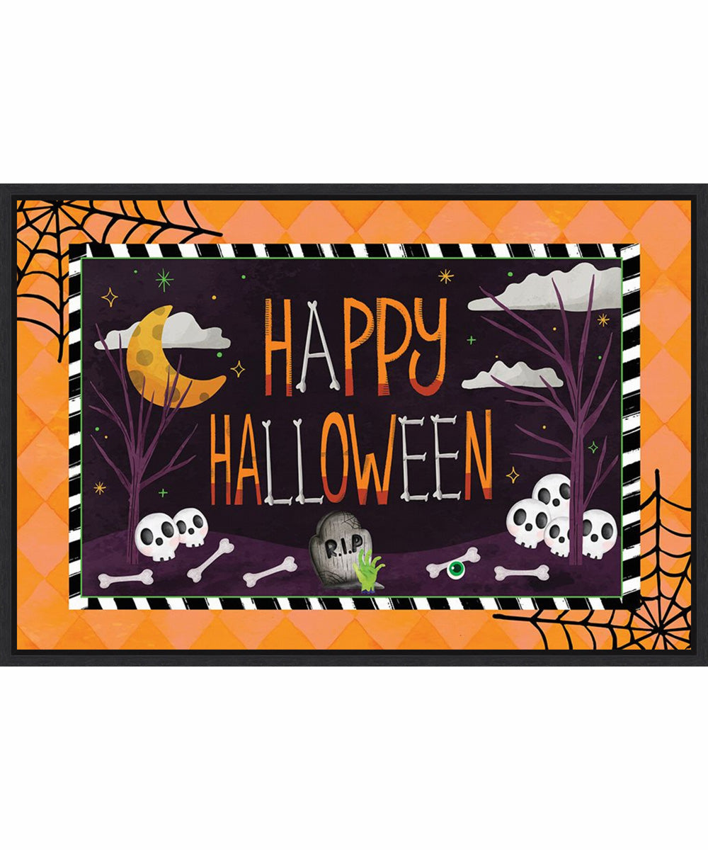 Framed Happy Halloween by Art Nd Canvas Wall Art Print (33  W x 23  H), Sylvie Black Frame