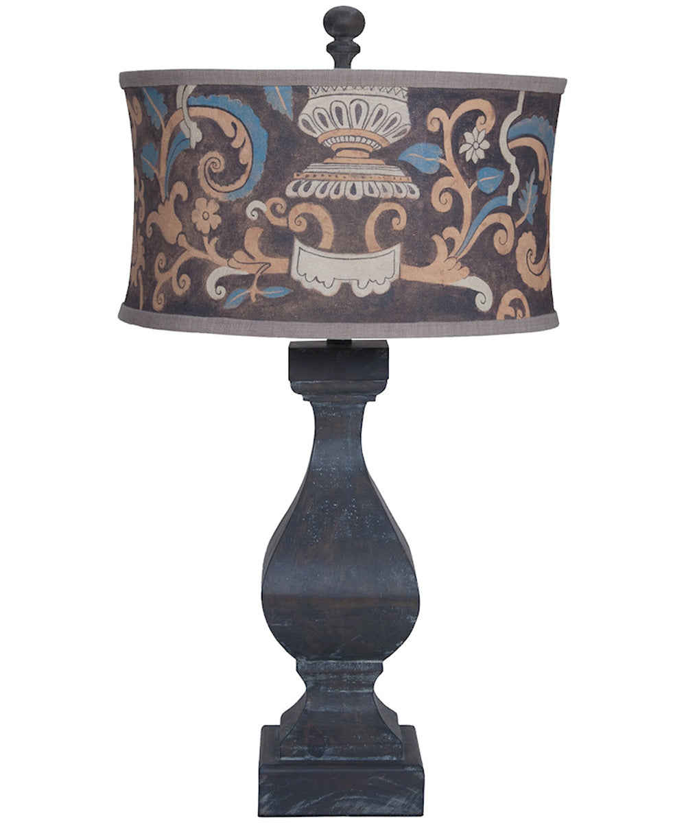 Carved Beacon Table Lamp Ash Black Stain/Drum Shade