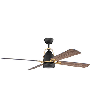 52" Beckett 1-Light LED Ceiling Fan (Blades Included) Flat Black / Satin Brass