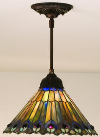 12"W Jeweled Peacock Mini-Pendant