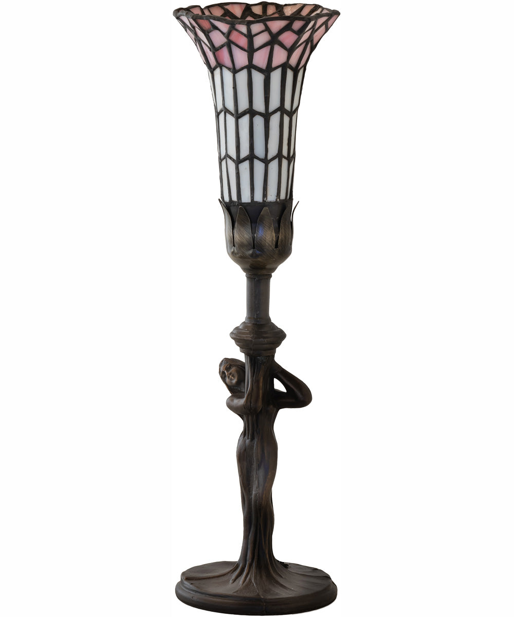 15" High Stained Glass Pond Lily Nouveau Lady Accent Lamp