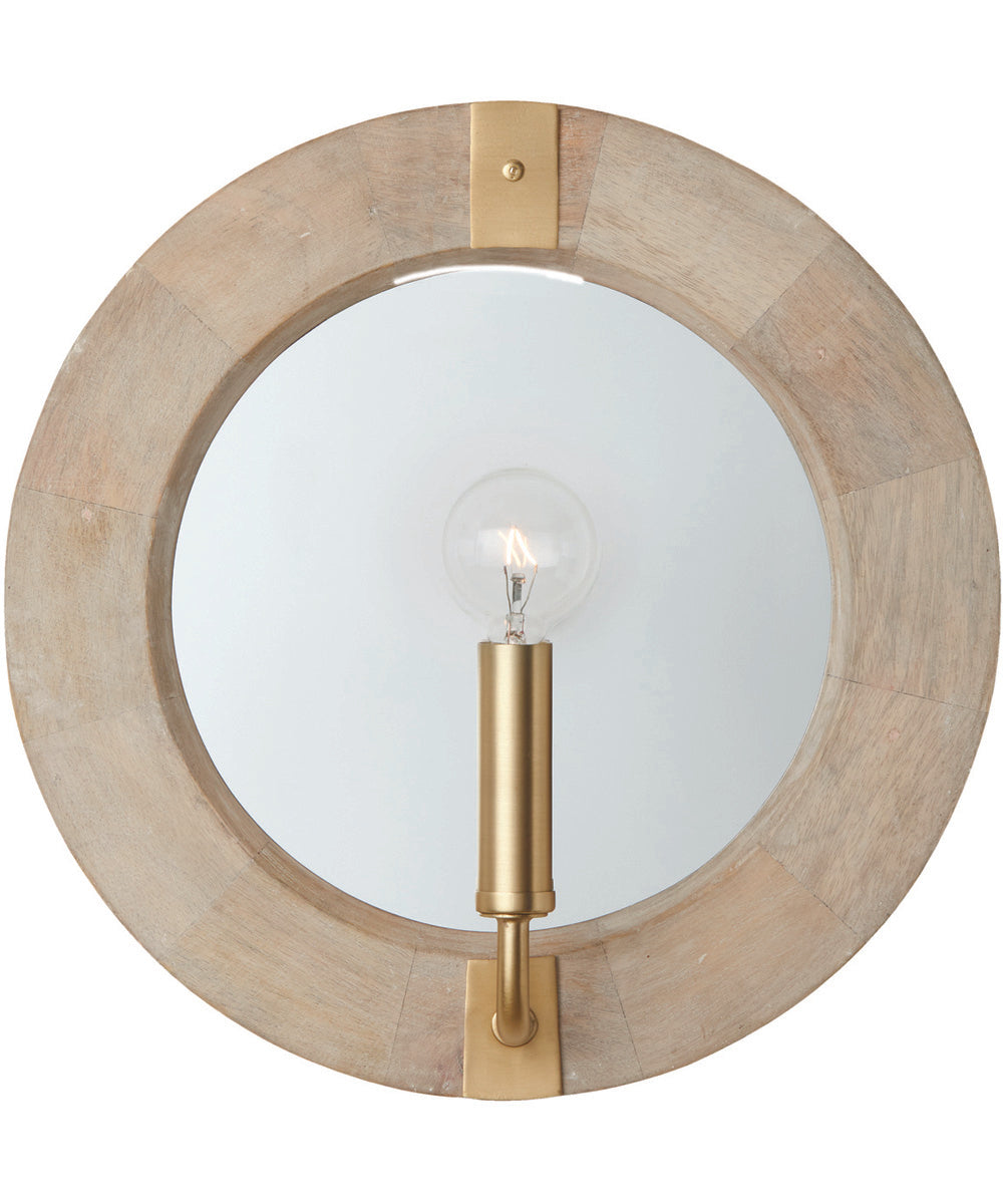Finn 1-Light Sconce White Wash and Matte Brass