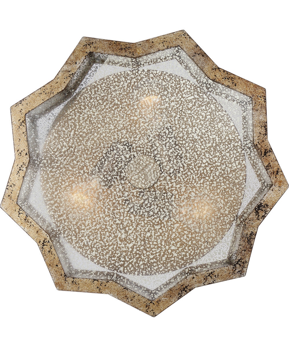 Shrine 3-light Flush Mount Aged Gold
