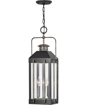 Fitzgerald 3-Light Large Outdoor Hanging Lantern in Textured Black