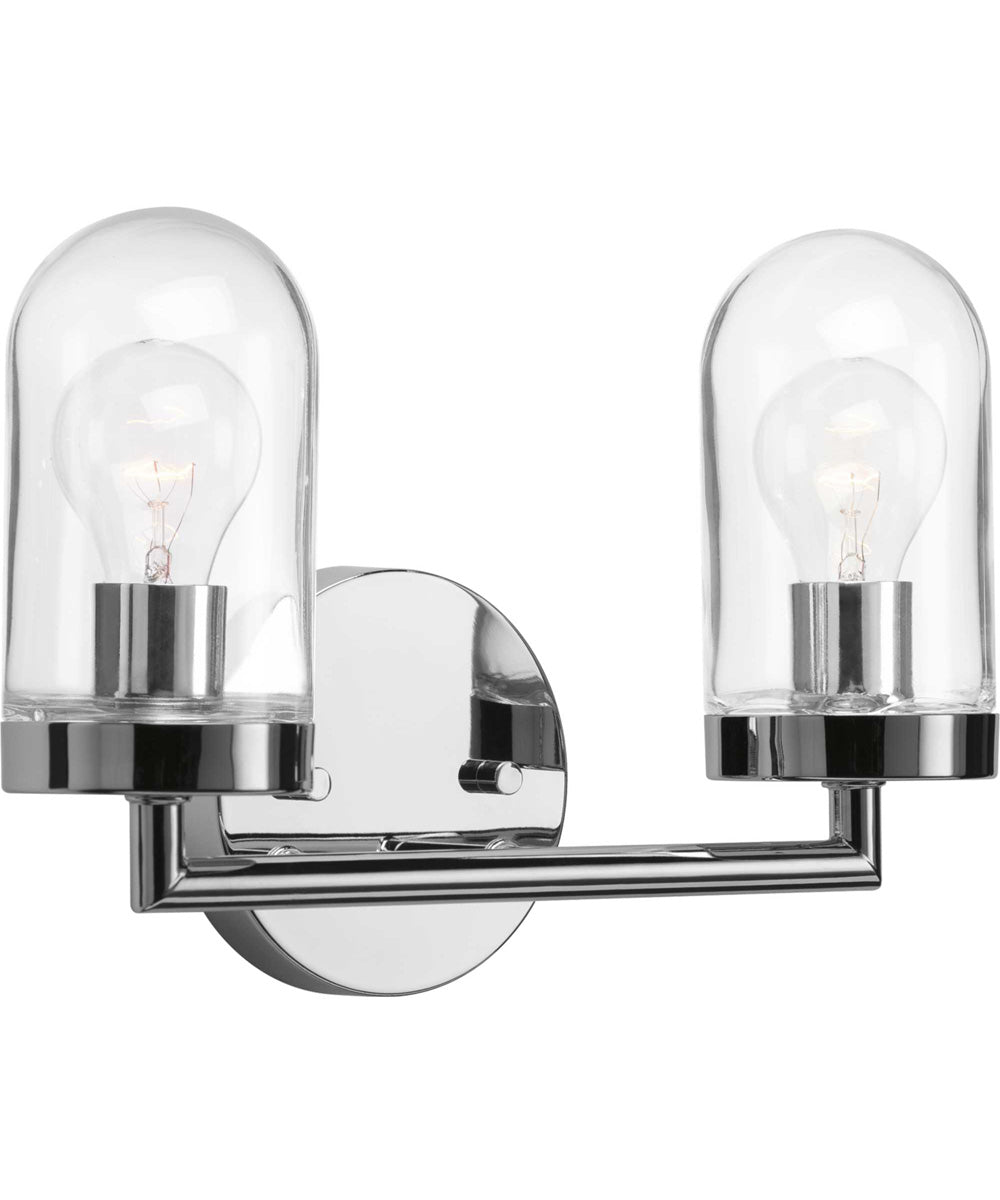 Signal 2-Light Clear Glass Coastal Bath Vanity Light Polished Chrome