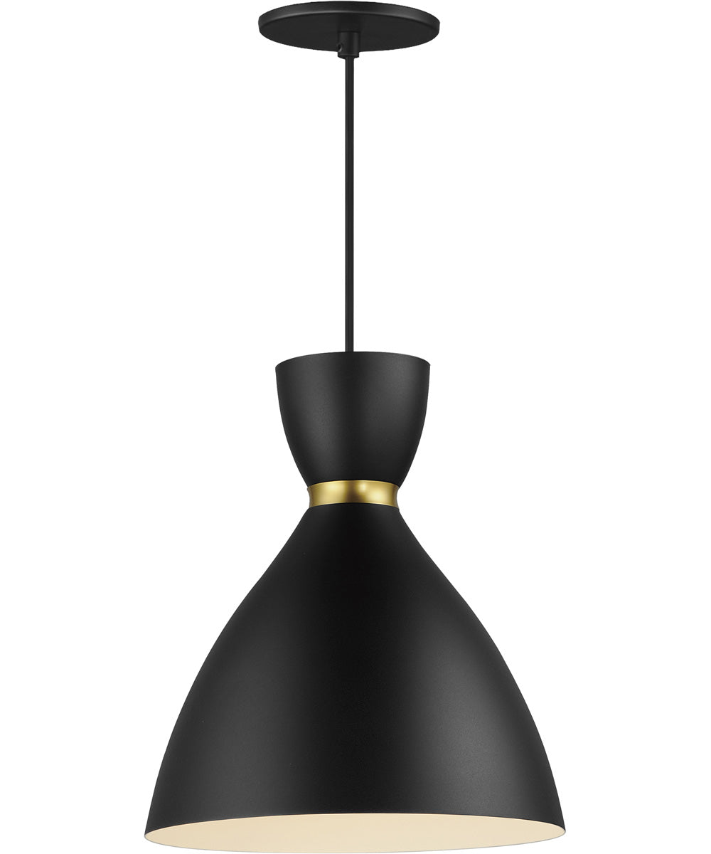 Carillon 11 inch Mini Pendant Black / Satin Brass