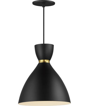 Carillon 11 inch Mini Pendant Black / Satin Brass
