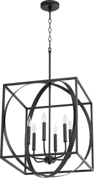 18"W 6-light Pendant Noir