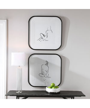 Feminine Sketch Framed Prints, Set of 2