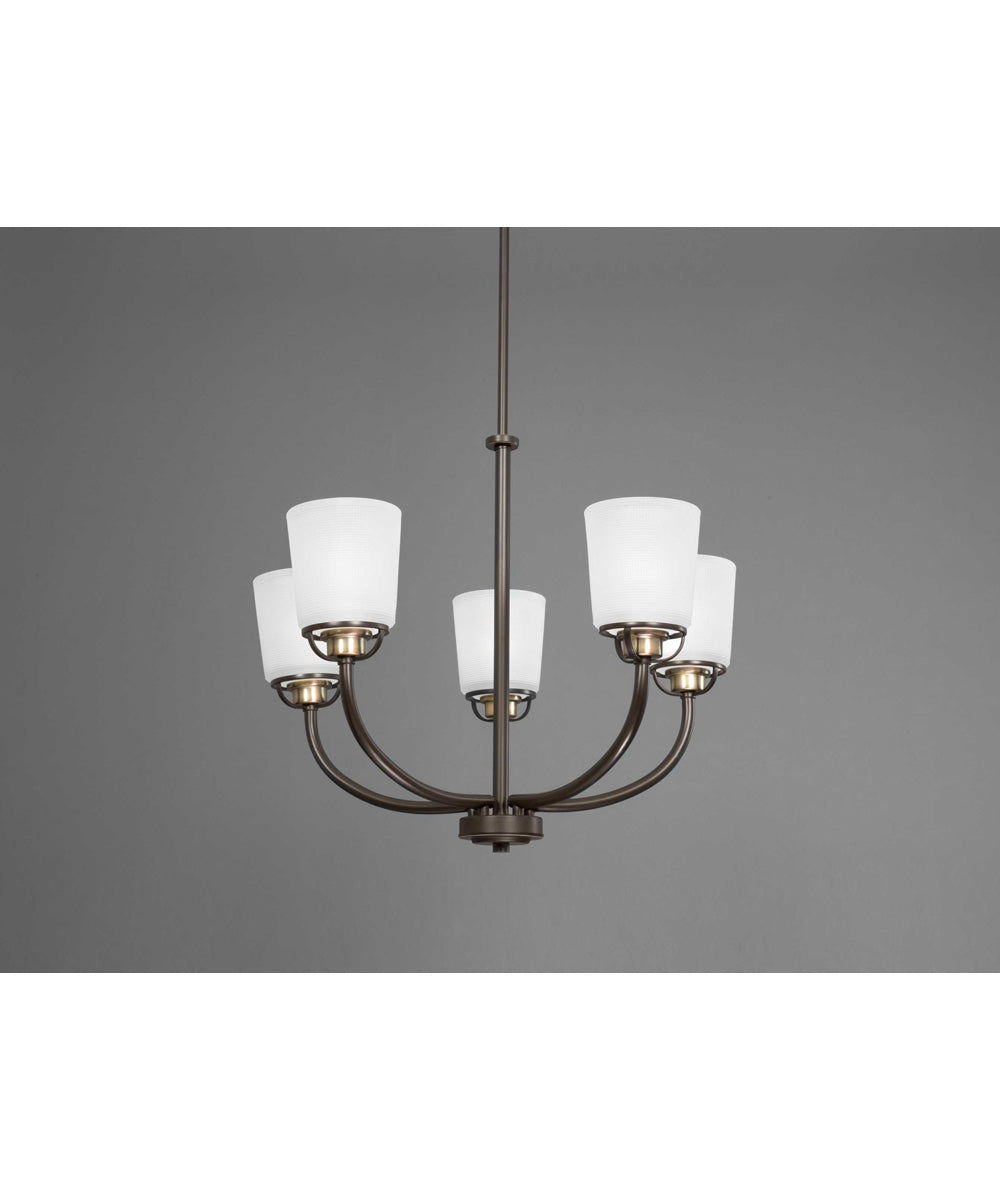 West Village 5-Light Etched Double Prismatic Glass Farmhouse Chandelier Light Antique Bronze