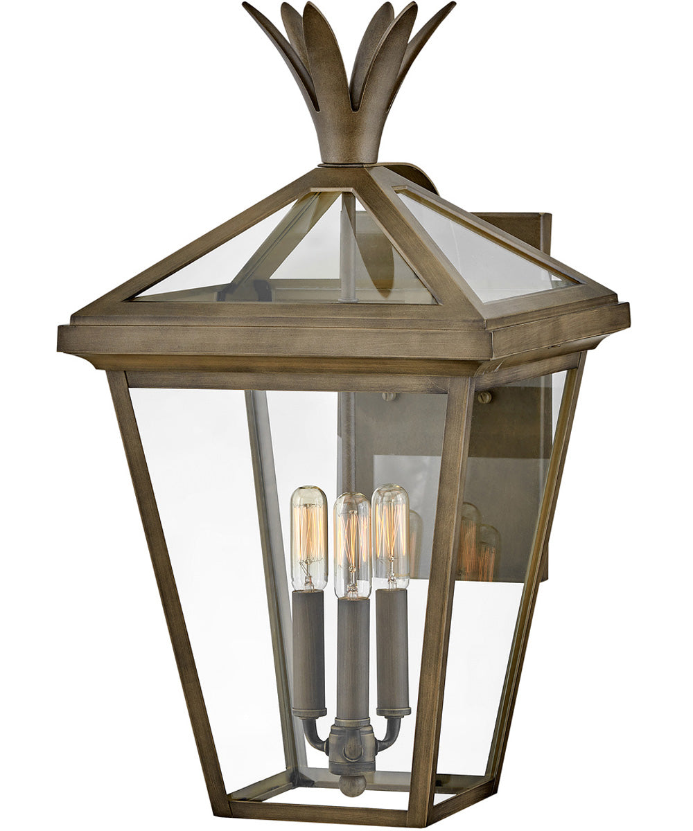 Palma 3-Light Large Outdoor Wall Mount Lantern in Burnished Bronze